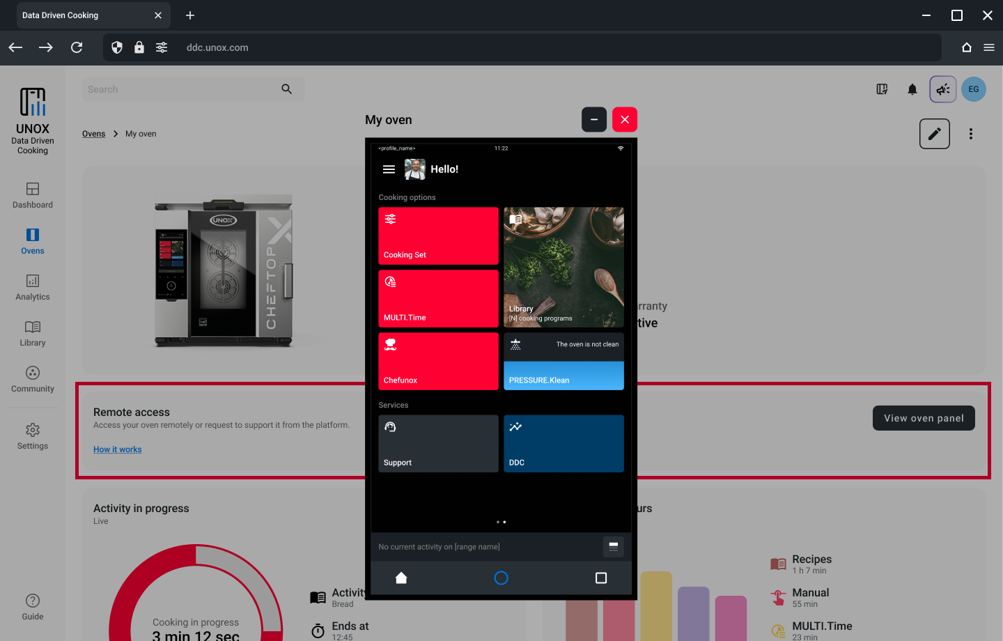 Remote access session